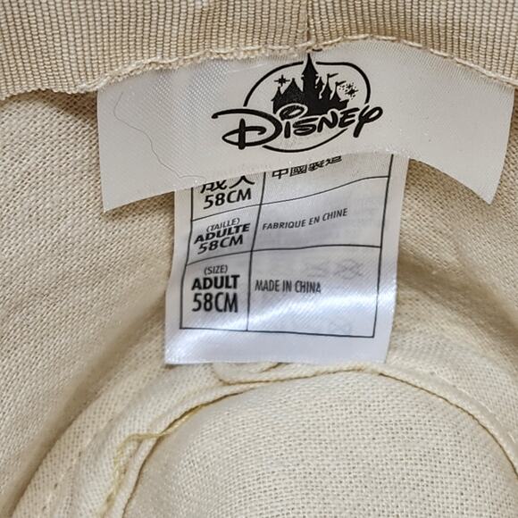 Disney Woven Fedora Panama Hat Adult Size Micky Mouse Metal Logo Brown Belt Trim - Picture 10 of 11